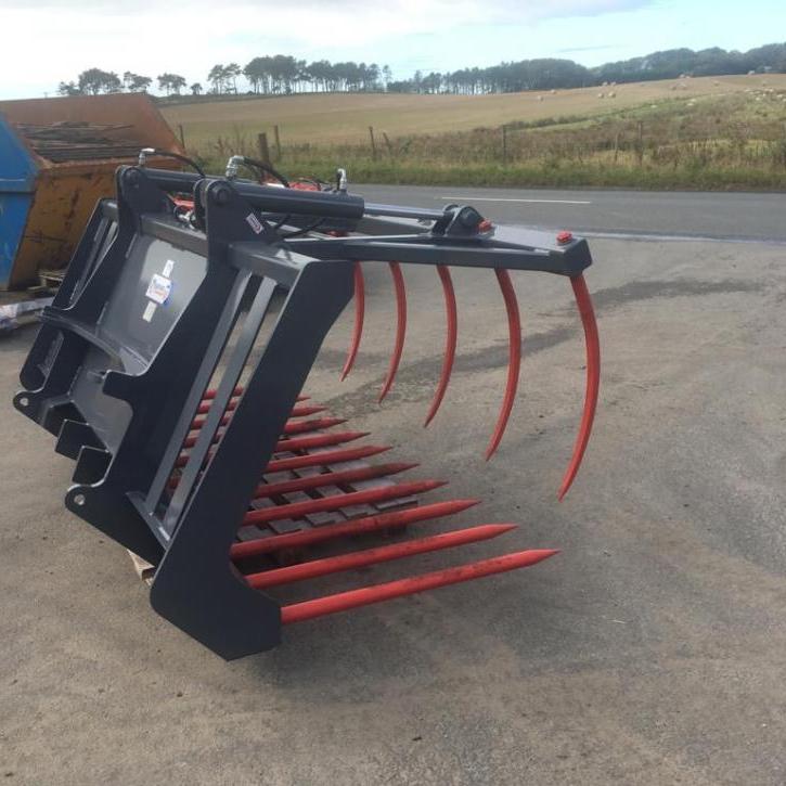 8' Contractor Model Muck Fork and Top Grab c/w Pin and Cone Brackets